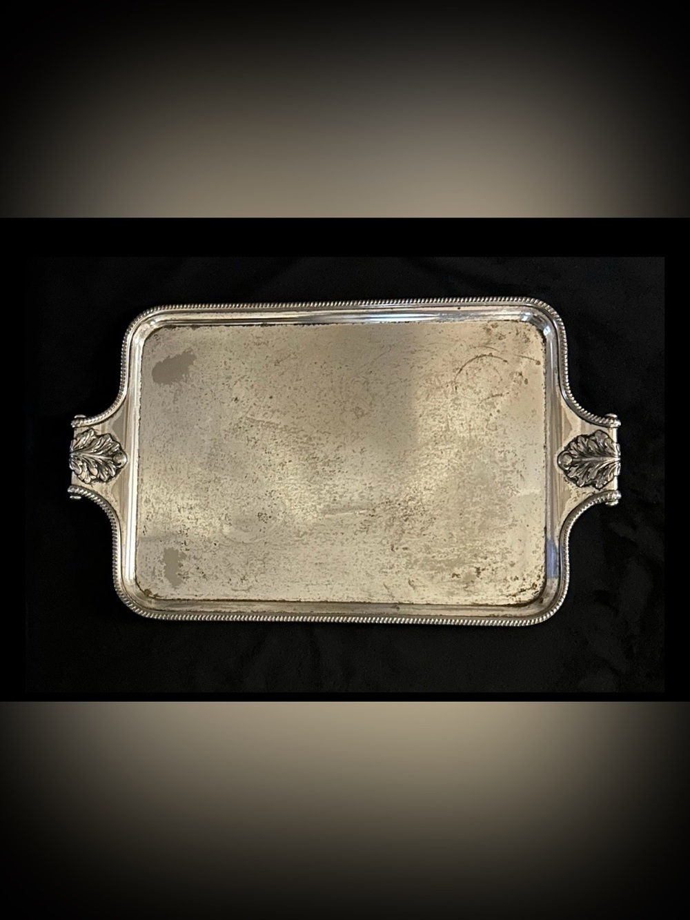 Vintage Friedman Silver Co Butlers Serving Tray Hallmarks 1786 Leaf Pattern